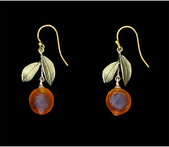 Glass Orange Blossom Earrings by Silver Seasons
